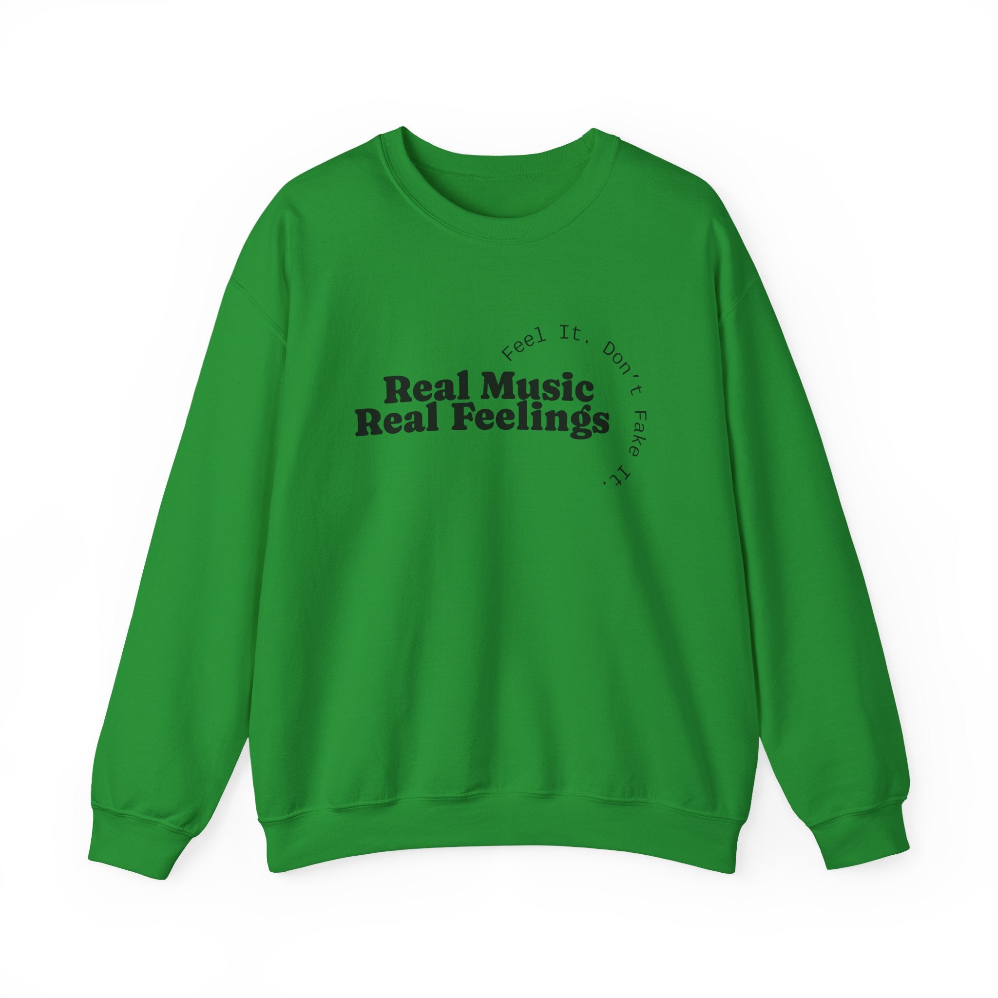"Real Music Real Feelings" Crewneck Sweatshirt — Minimalist Music Lover Pullover