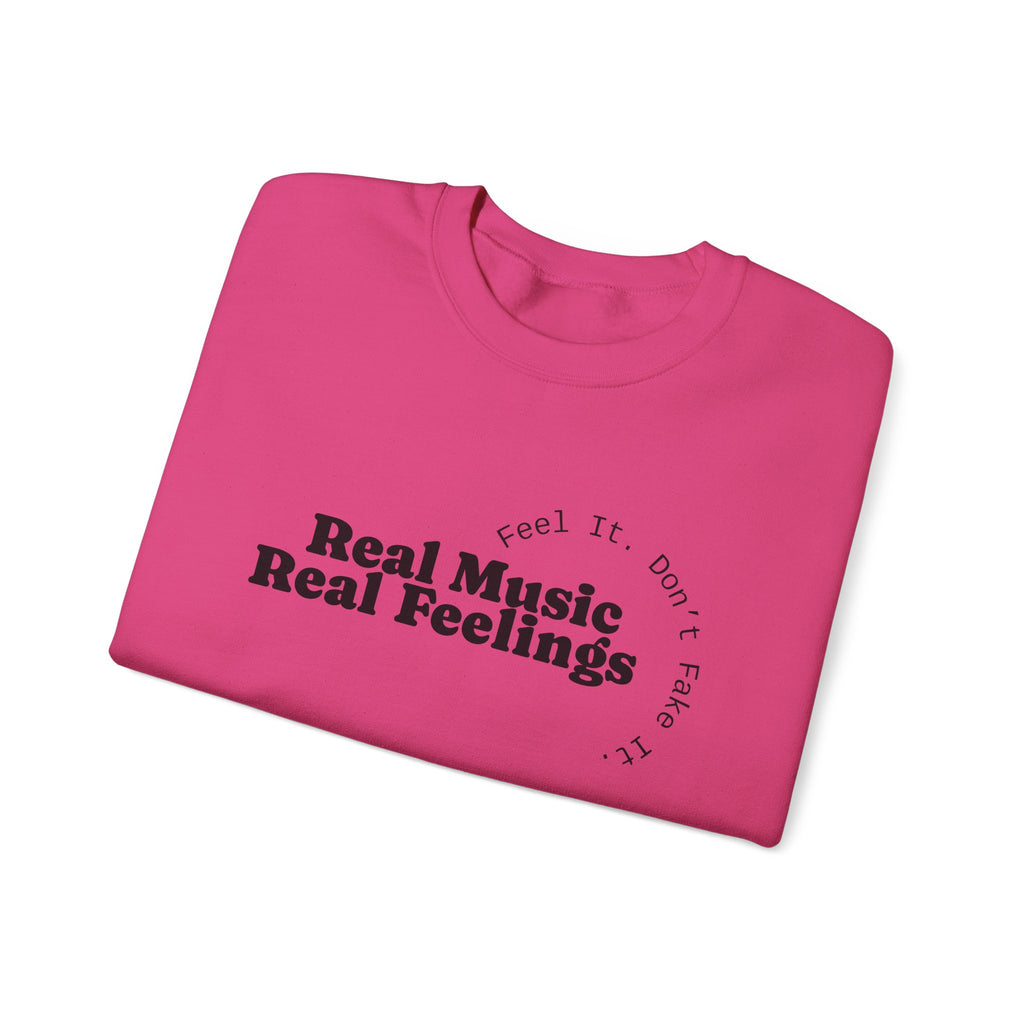 "Real Music Real Feelings" Crewneck Sweatshirt — Minimalist Music Lover Pullover