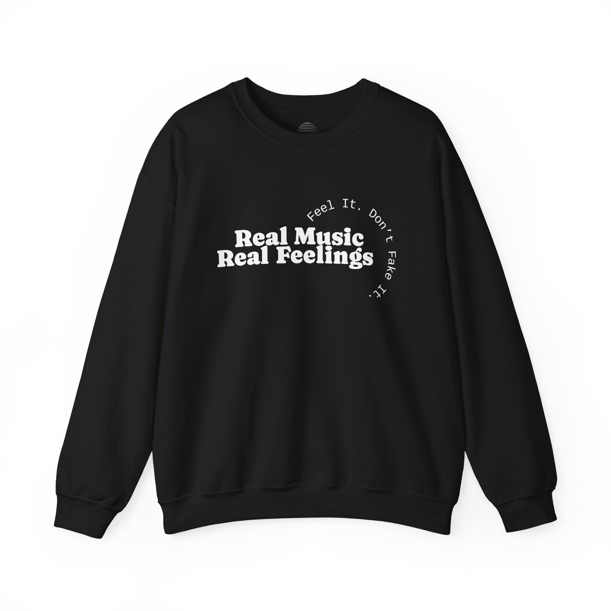 "Real Music Real Feelings" Crewneck Sweatshirt — Minimalist Music Lover Pullover