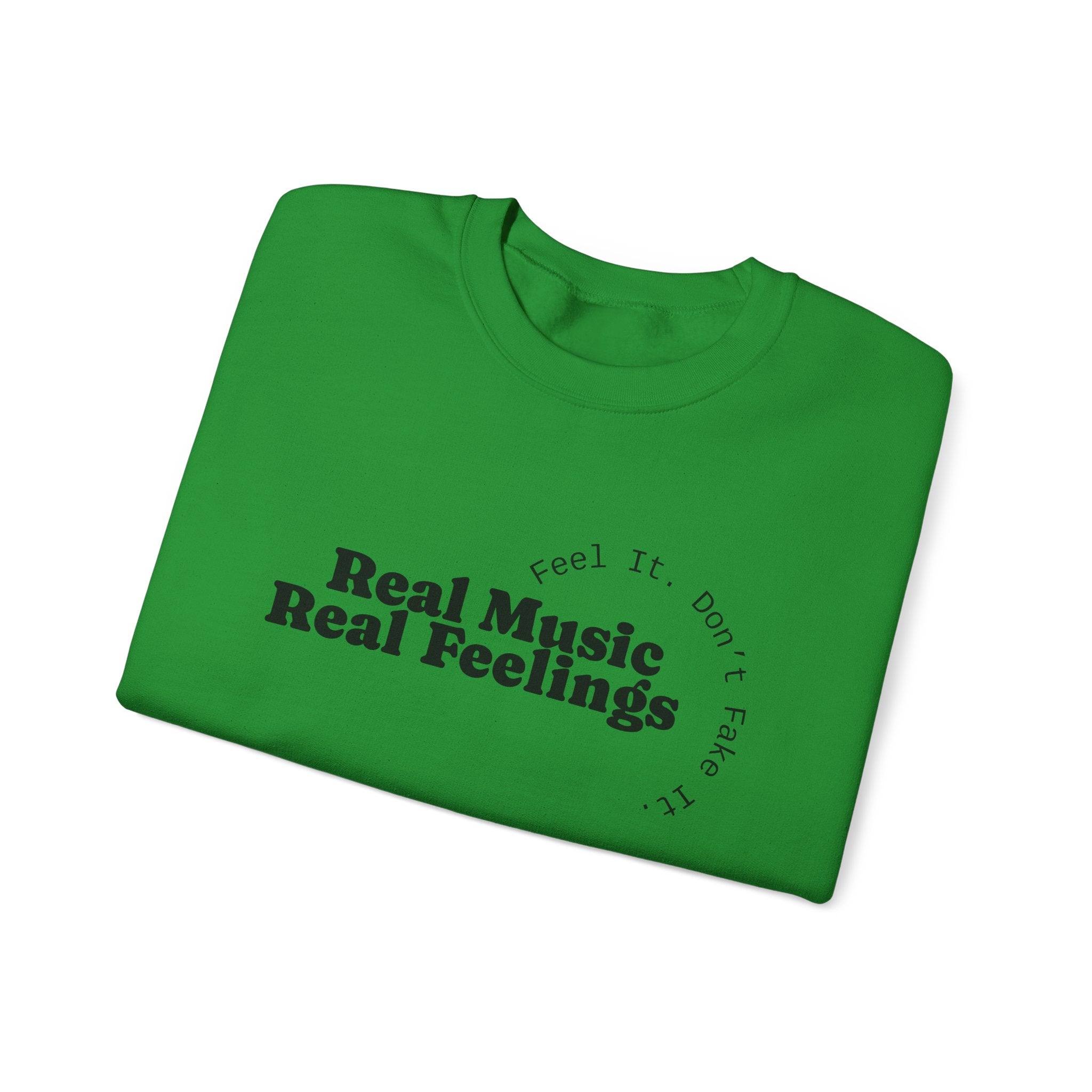 "Real Music Real Feelings" Crewneck Sweatshirt — Minimalist Music Lover Pullover