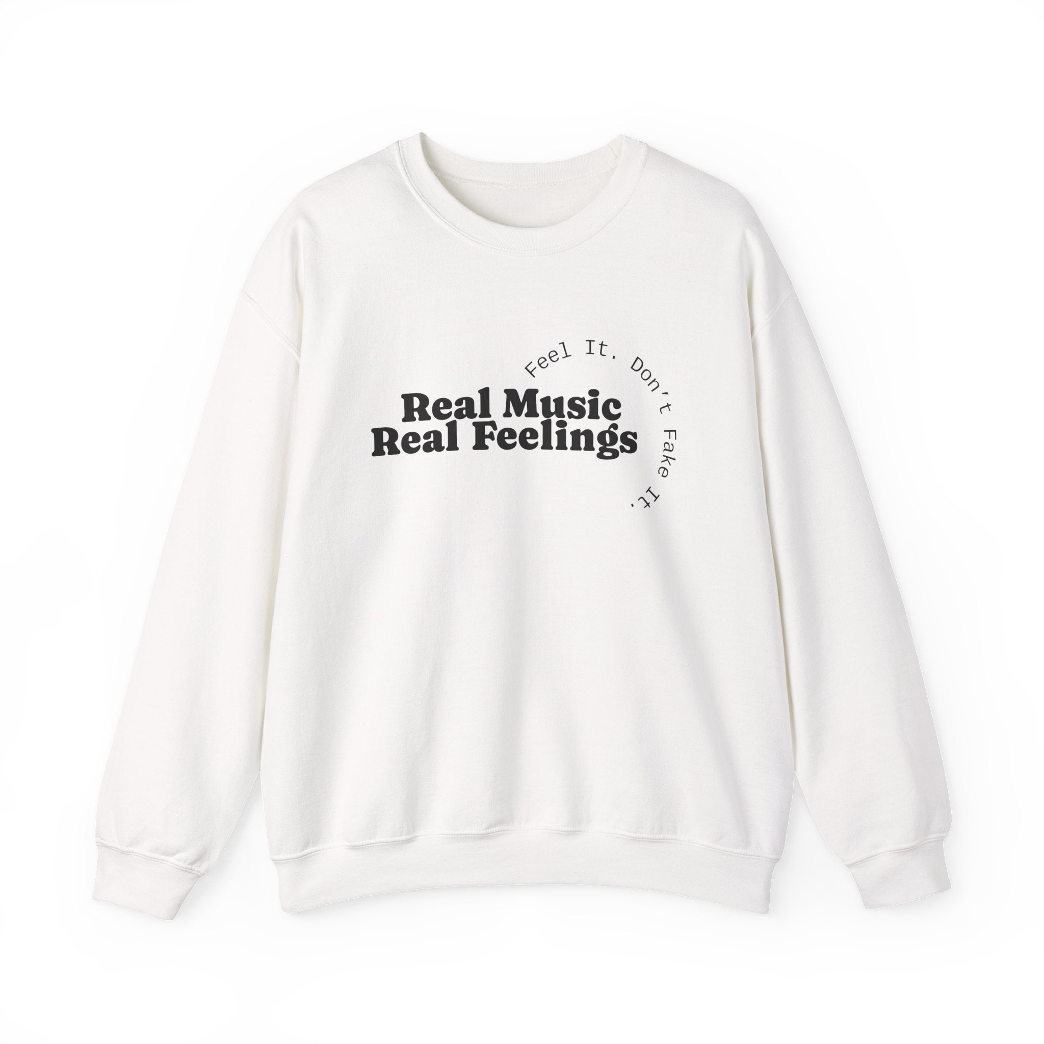 "Real Music Real Feelings" Crewneck Sweatshirt — Minimalist Music Lover Pullover