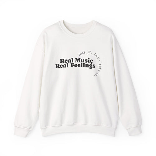 "Real Music Real Feelings" Crewneck Sweatshirt — Minimalist Music Lover Pullover