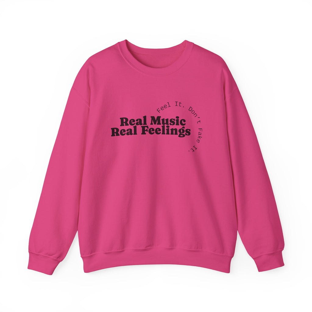 "Real Music Real Feelings" Crewneck Sweatshirt — Minimalist Music Lover Pullover