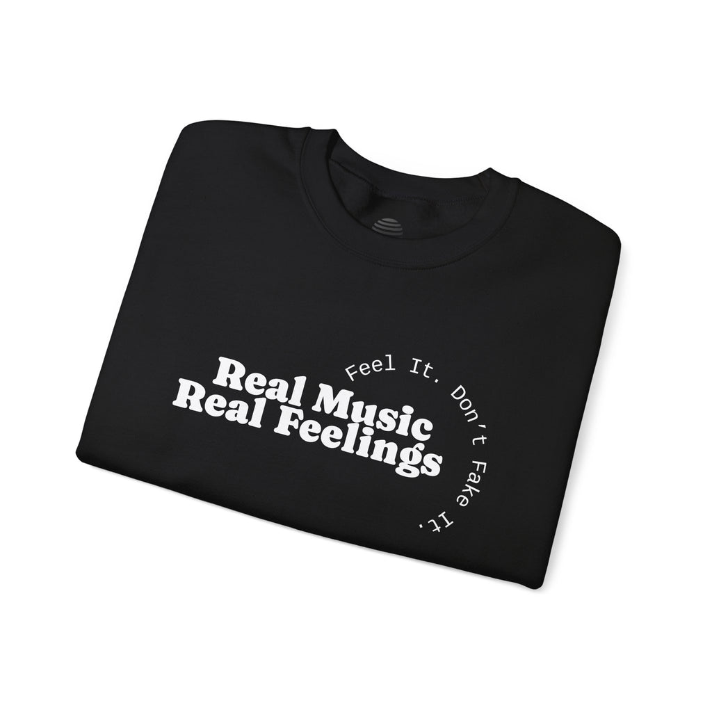 "Real Music Real Feelings" Crewneck Sweatshirt — Minimalist Music Lover Pullover