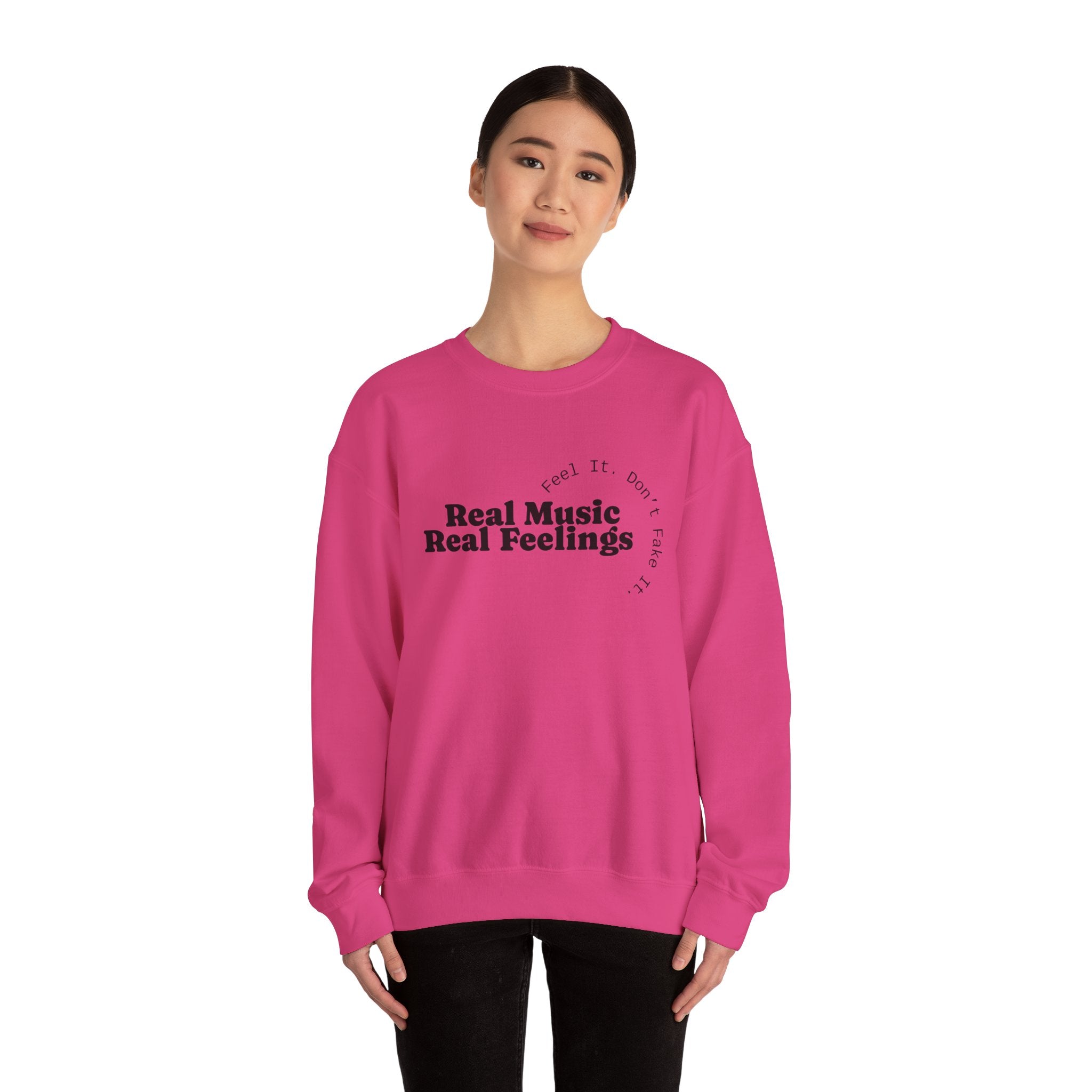 "Real Music Real Feelings" Crewneck Sweatshirt — Minimalist Music Lover Pullover
