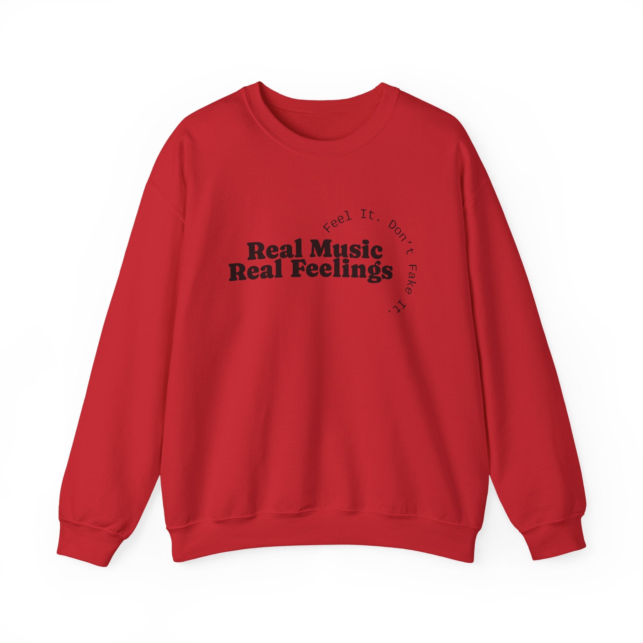 "Real Music Real Feelings" Crewneck Sweatshirt — Minimalist Music Lover Pullover