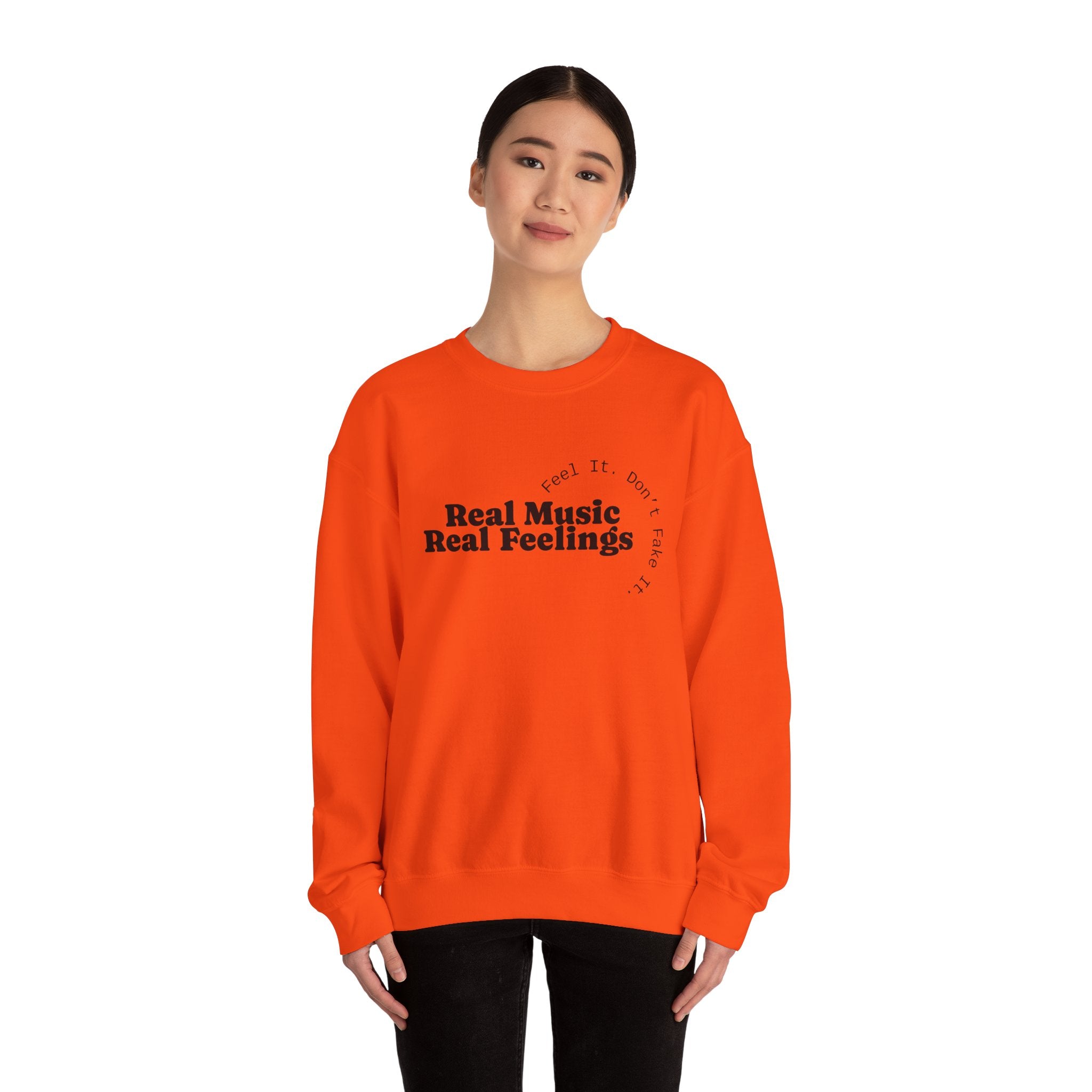 "Real Music Real Feelings" Crewneck Sweatshirt — Minimalist Music Lover Pullover